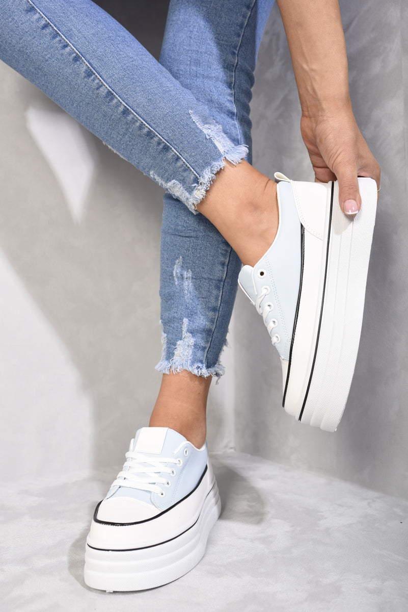 Platform Wedge Lace Up Trainers Moda