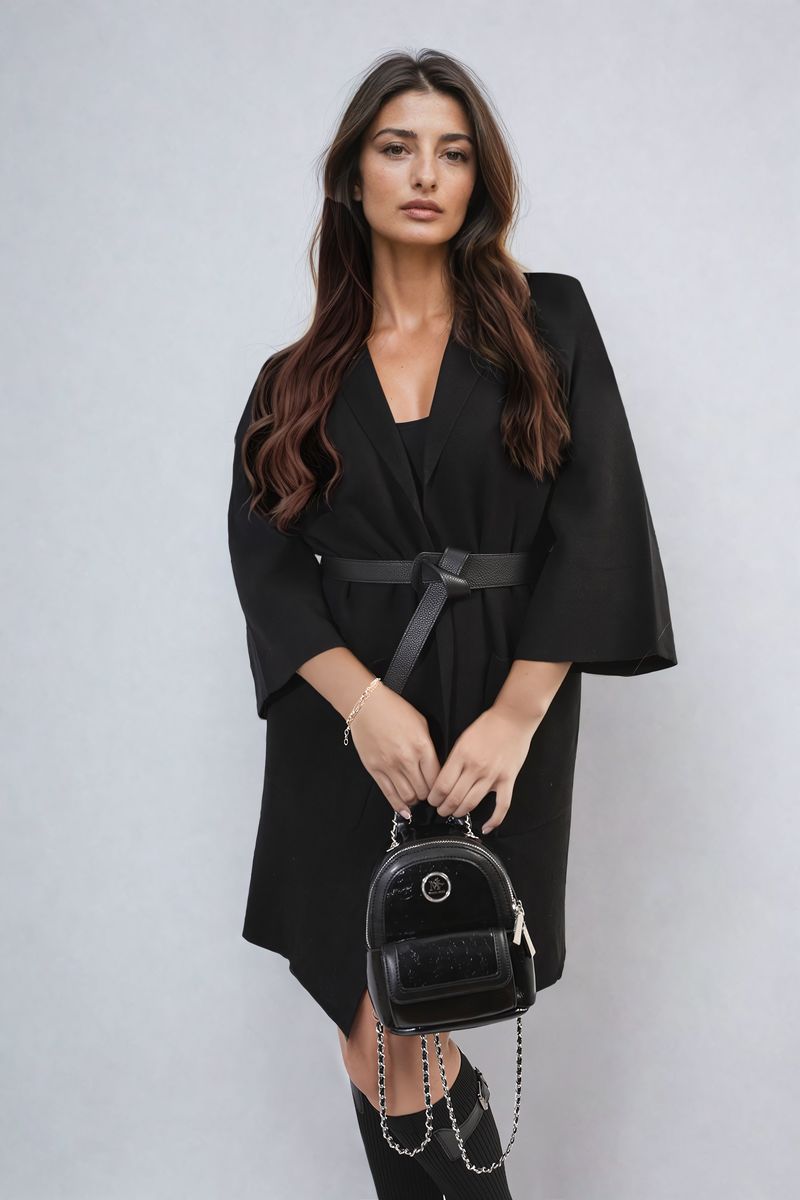 Open Front Longline Knitted Cardigan with Front Pockets Moda