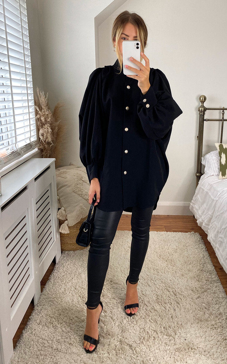 Oversized High Neck Shirt Moda