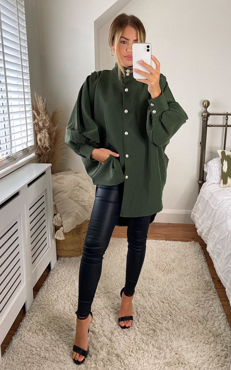 Oversized High Neck Shirt Moda