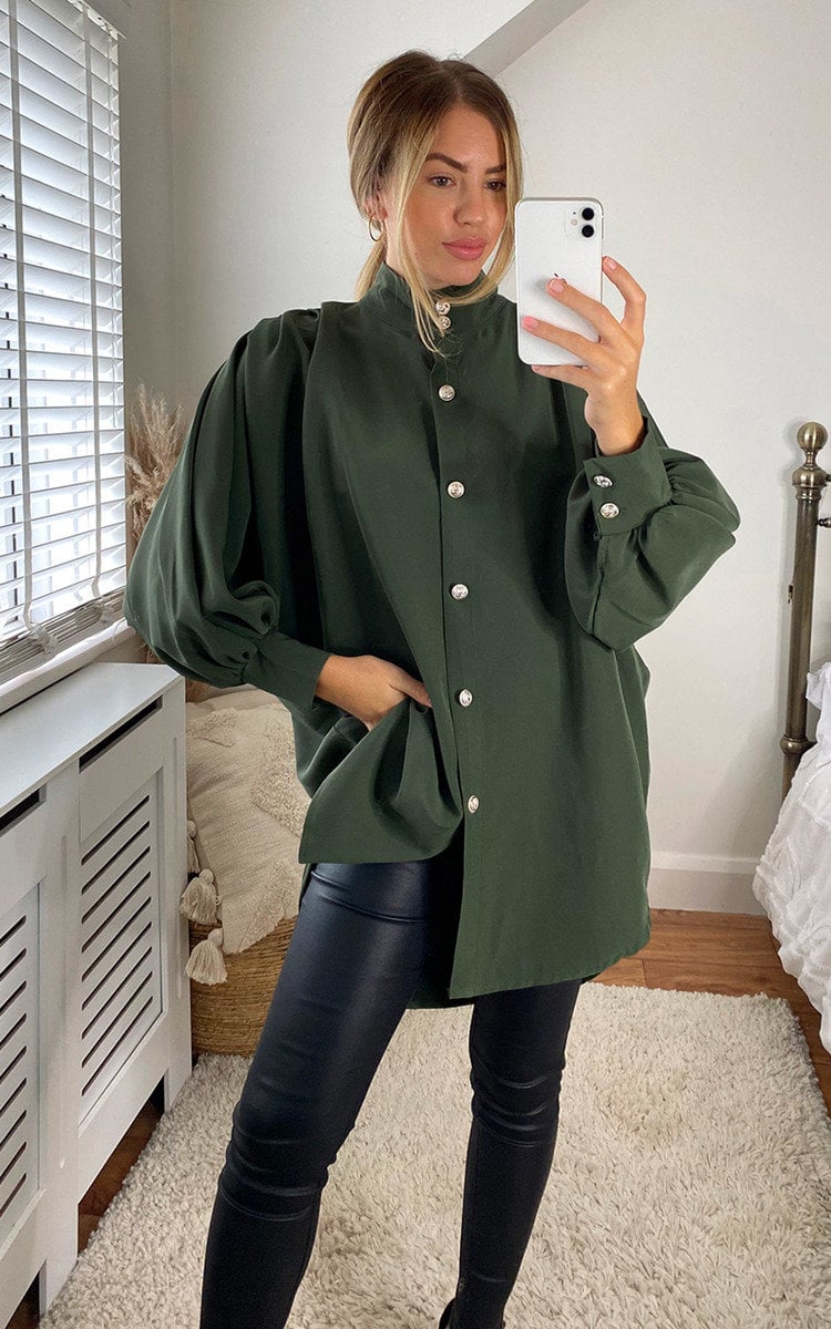 Oversized High Neck Shirt Moda
