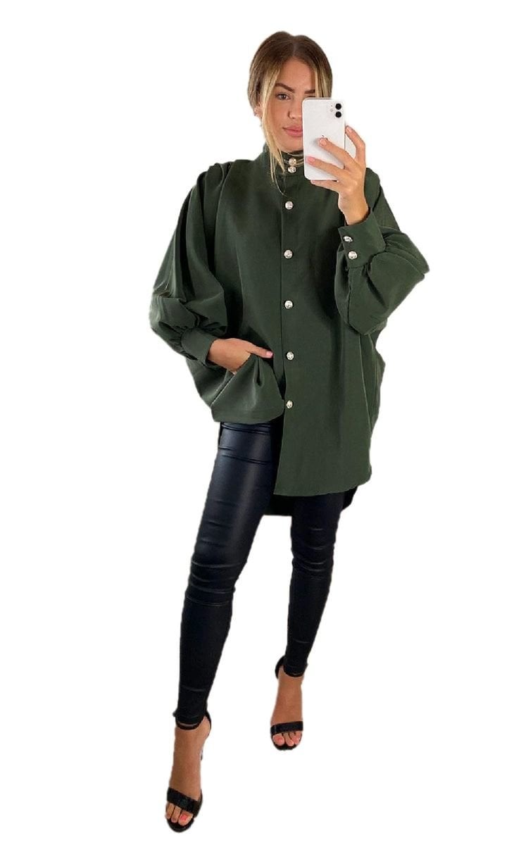 Oversized High Neck Shirt Moda