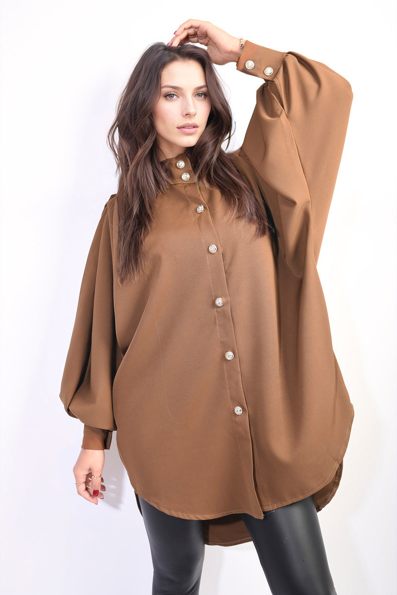 Oversized High Neck Shirt Moda