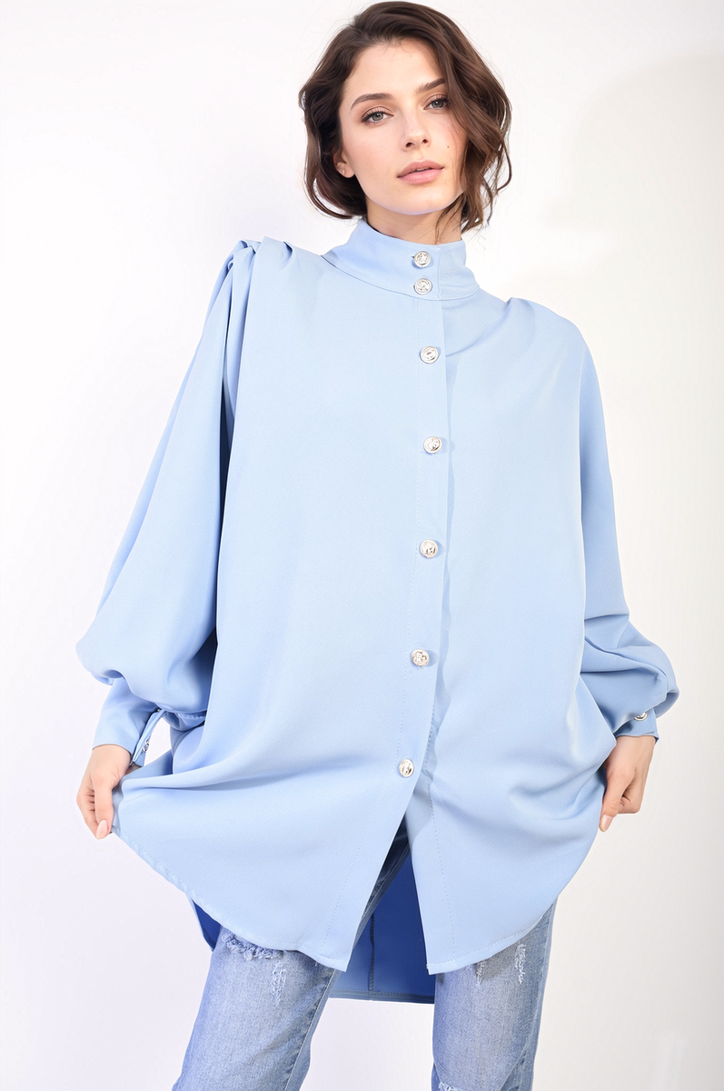 Oversized High Neck Shirt Moda