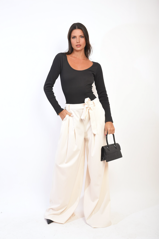 High Waist Belted Wide Leg Trouser Moda
