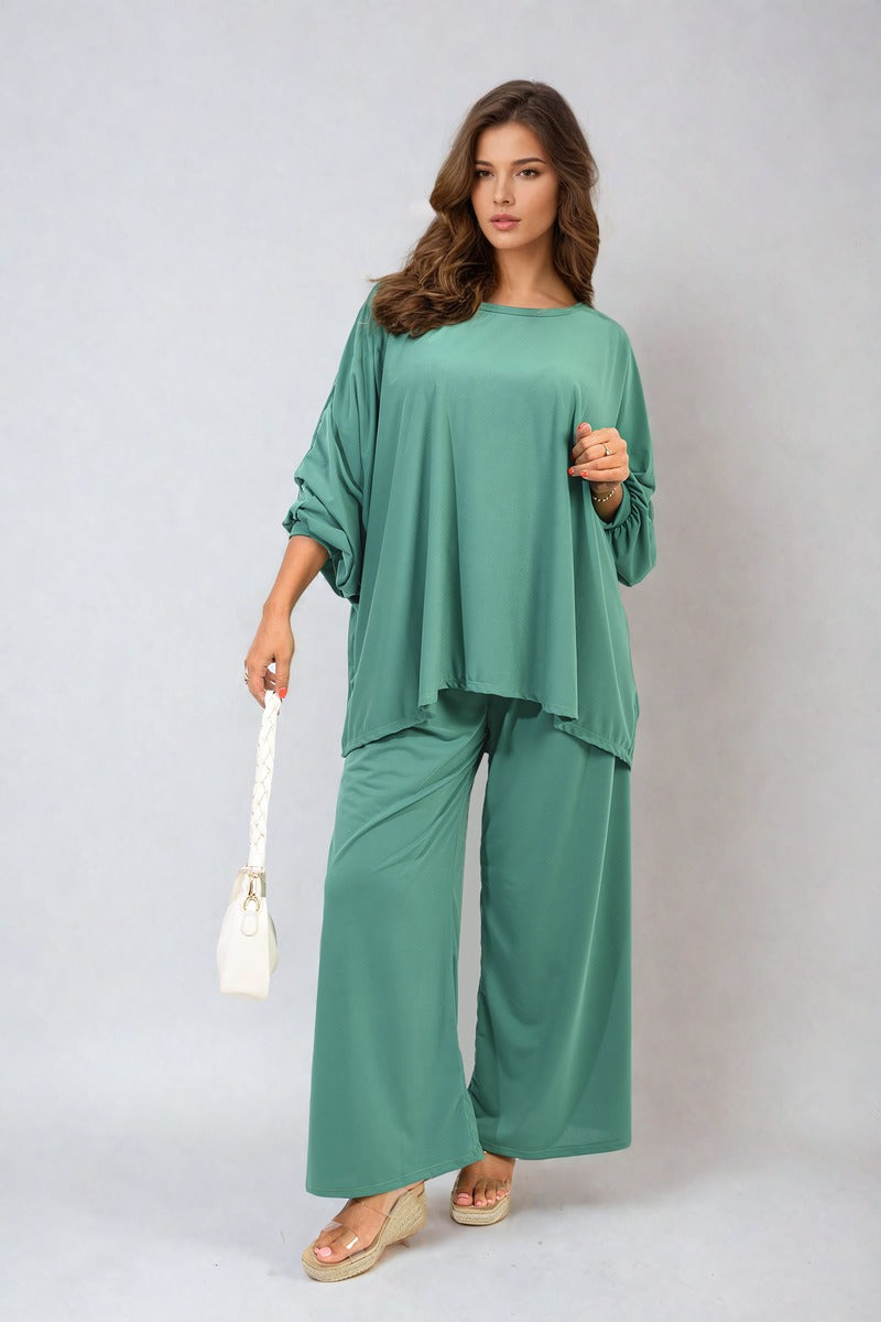 Oversized Long Sleeve Top and Wide Leg Co-ord Set Moda