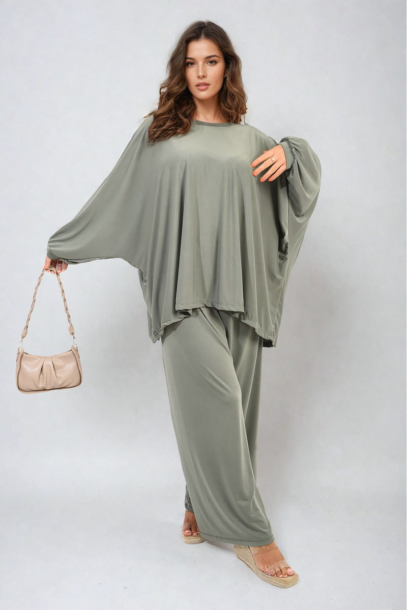 Oversized Long Sleeve Top and Wide Leg Co-ord Set Moda