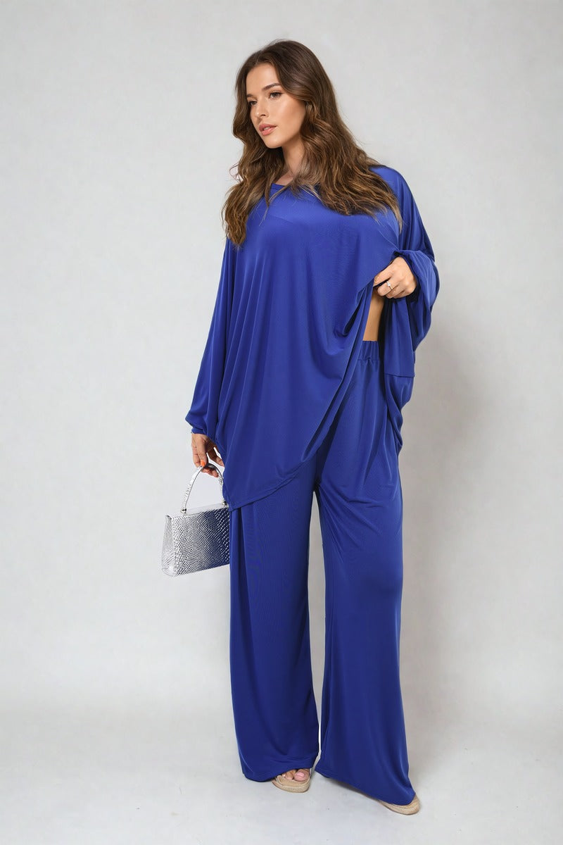 Oversized Long Sleeve Top and Wide Leg Co-ord Set Moda