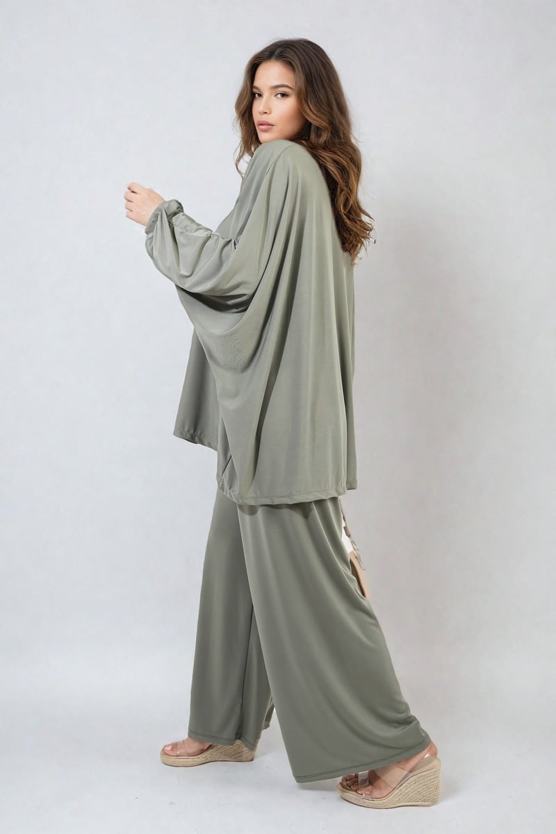 Oversized Long Sleeve Top and Wide Leg Co-ord Set Moda