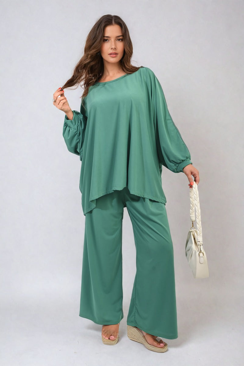 Oversized Long Sleeve Top and Wide Leg Co-ord Set Moda