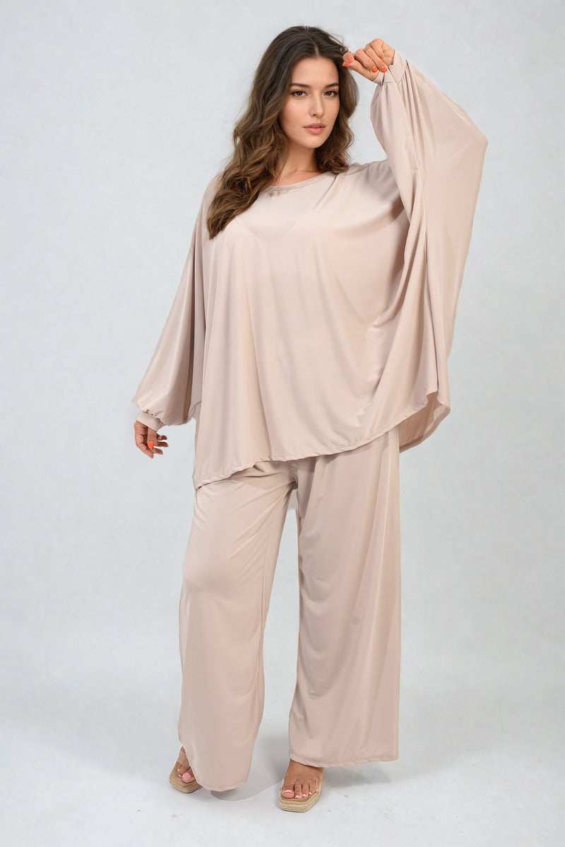 Oversized Long Sleeve Top and Wide Leg Co-ord Set Moda