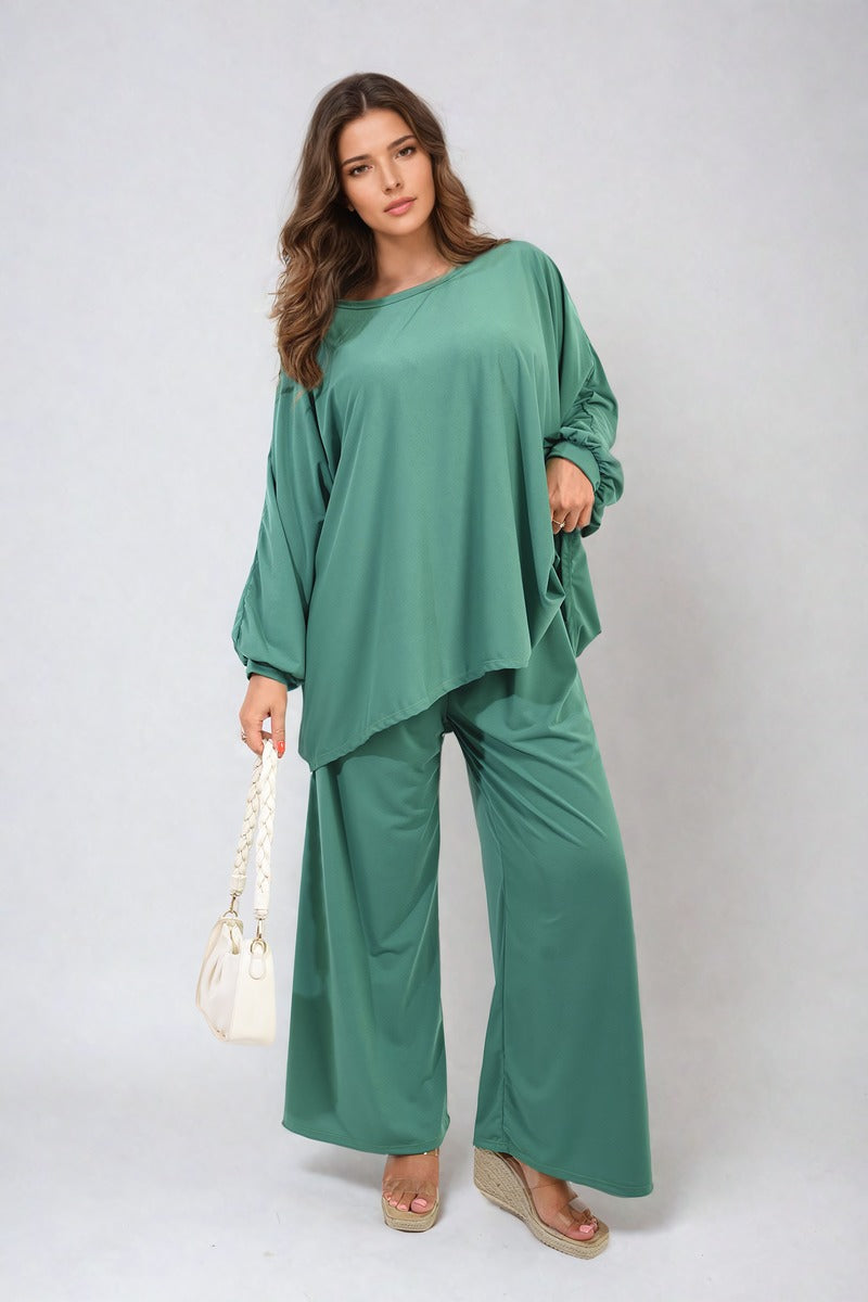 Oversized Long Sleeve Top and Wide Leg Co-ord Set Moda