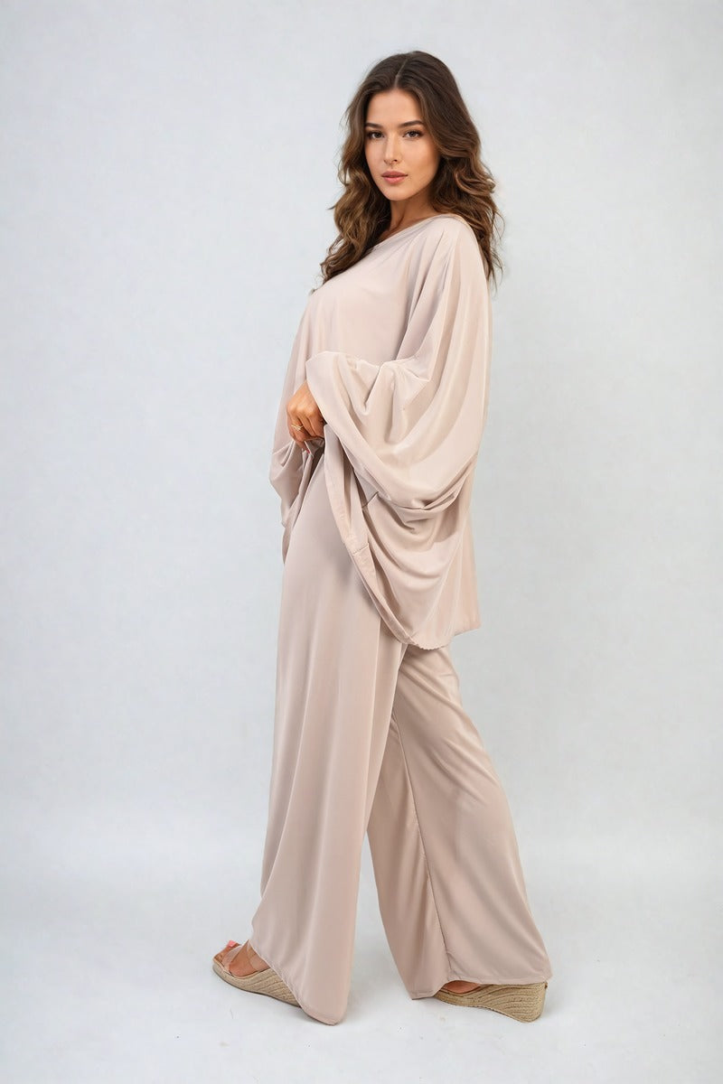Oversized Long Sleeve Top and Wide Leg Co-ord Set Moda