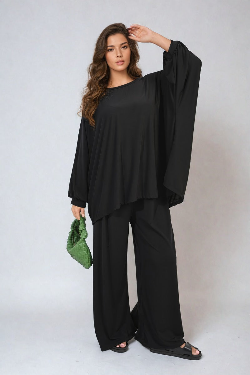 Oversized Long Sleeve Top and Wide Leg Co-ord Set Moda