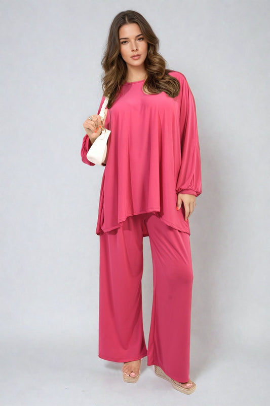 Oversized Long Sleeve Top and Wide Leg Co-ord Set Moda