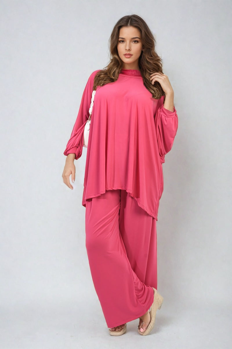 Oversized Long Sleeve Top and Wide Leg Co-ord Set Moda