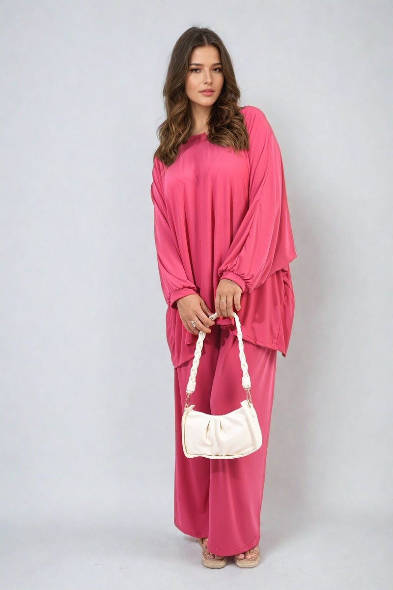 Oversized Long Sleeve Top and Wide Leg Co-ord Set Moda