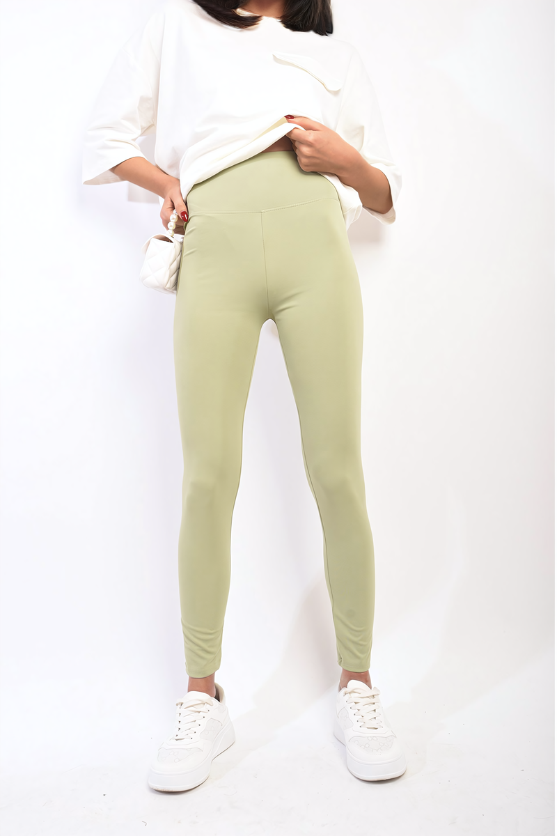 Stretchy Wide Waistband Second Skin Leggings Moda