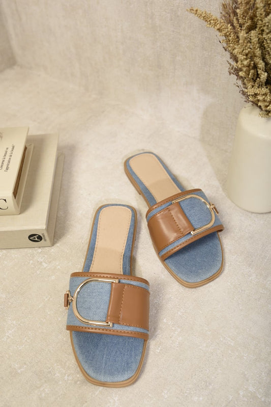 Slip On Buckle Strap Flat Sandals Moda