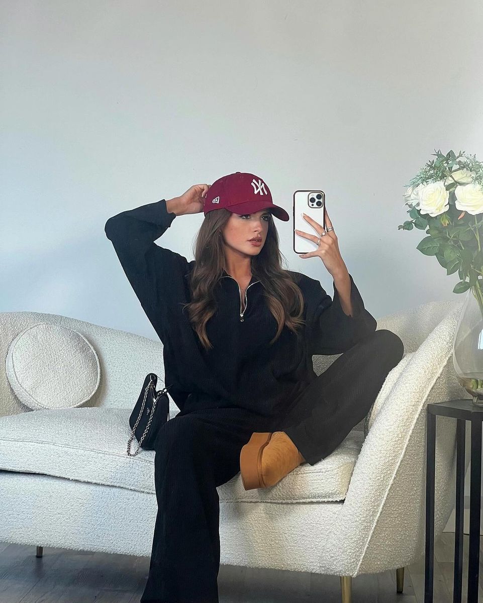 Half Zipper Long Sleeve Top and Trouser Co-ord Set Moda