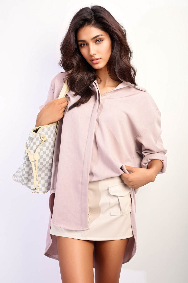 Button Up Oversized Long Back Shirt Dress Moda