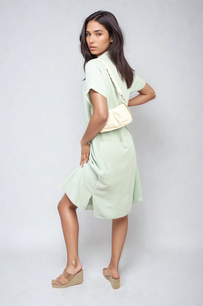 Button Front Shirt Dress Moda