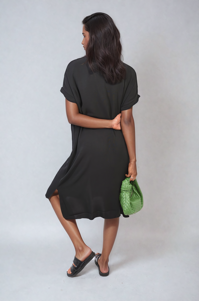 Button Front Shirt Dress Moda
