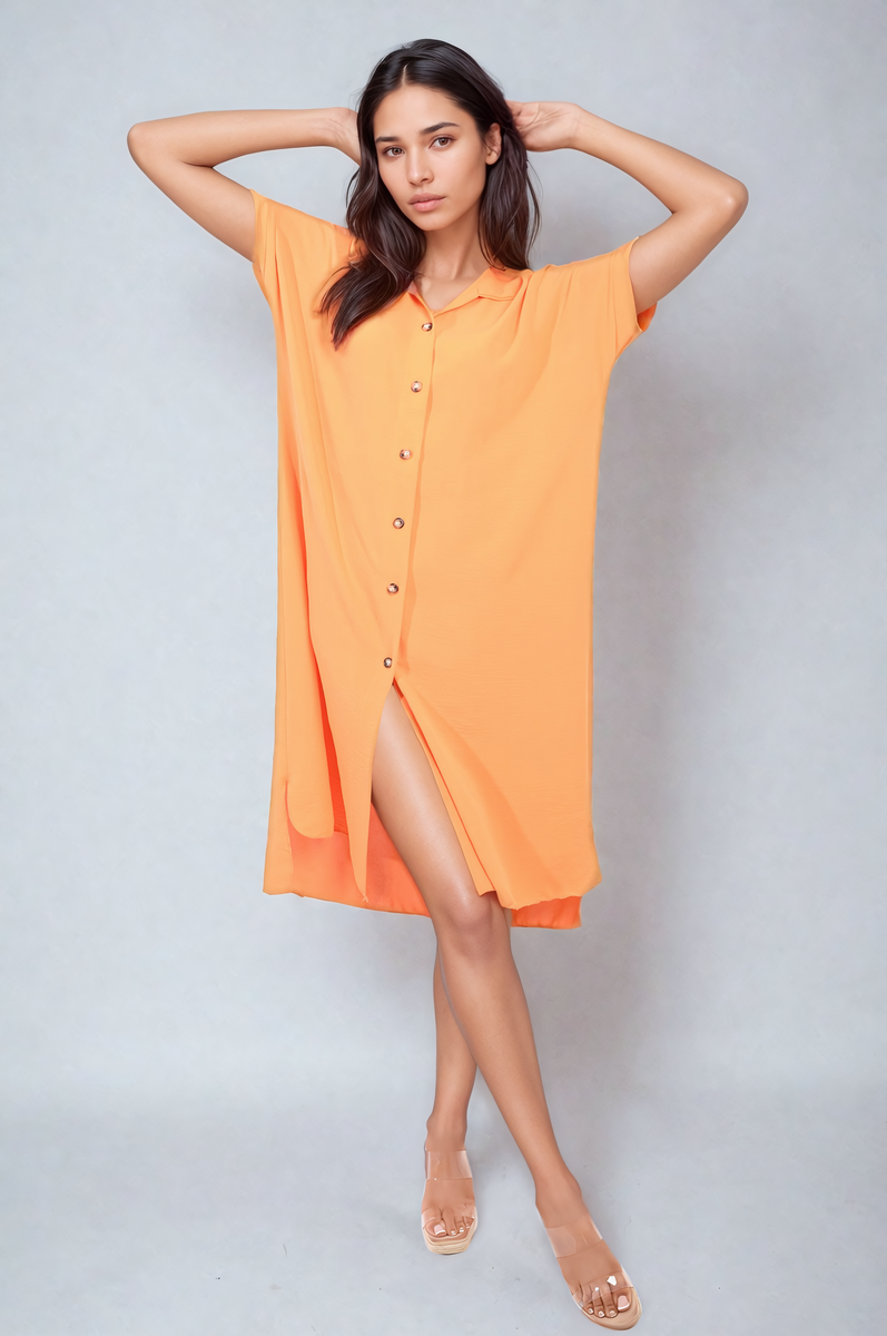 Button Front Shirt Dress Moda