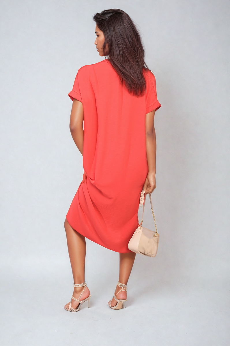 Button Front Shirt Dress Moda