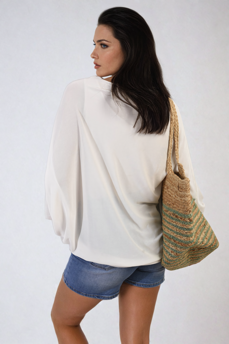 Round Neck Studded Oversized Top Moda