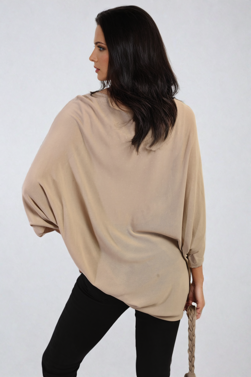 Round Neck Studded Oversized Top Moda