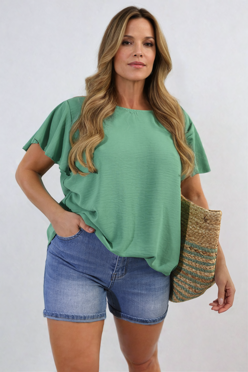 Ruffle Short Sleeve Top Moda