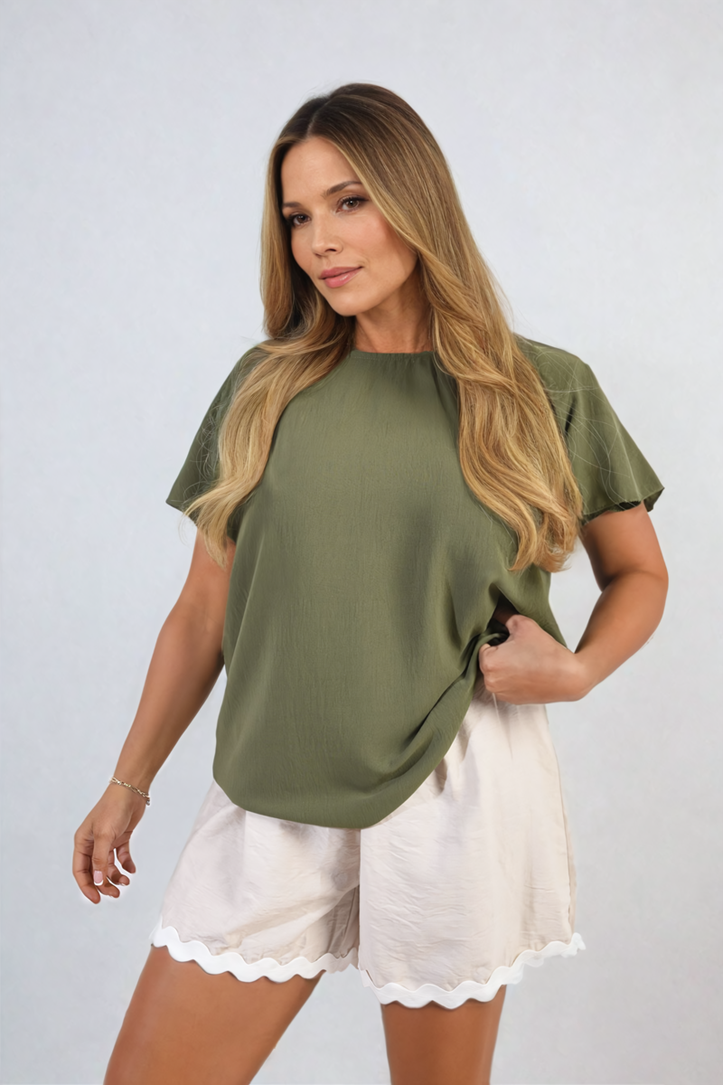 Ruffle Short Sleeve Top Moda