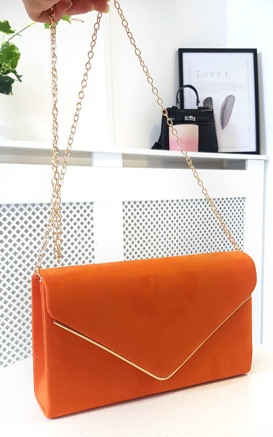 Faux Suede Envelope Clutch Bag Moda