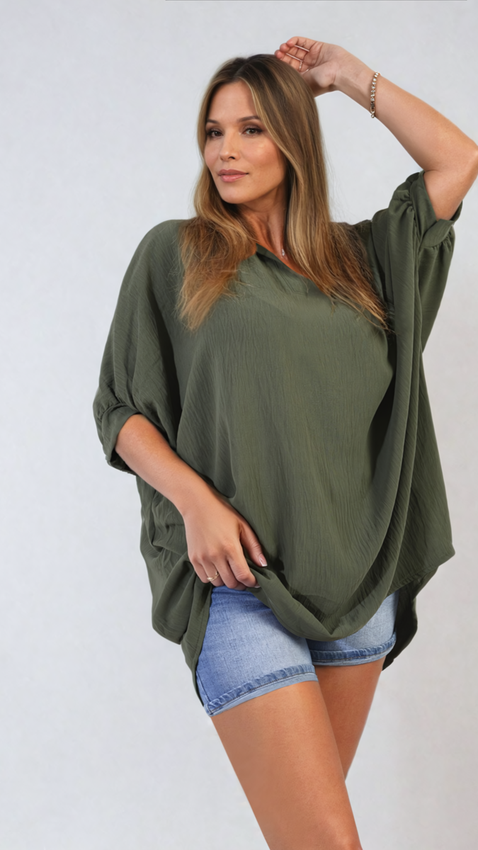 Balloon Sleeve Oversized Top Moda