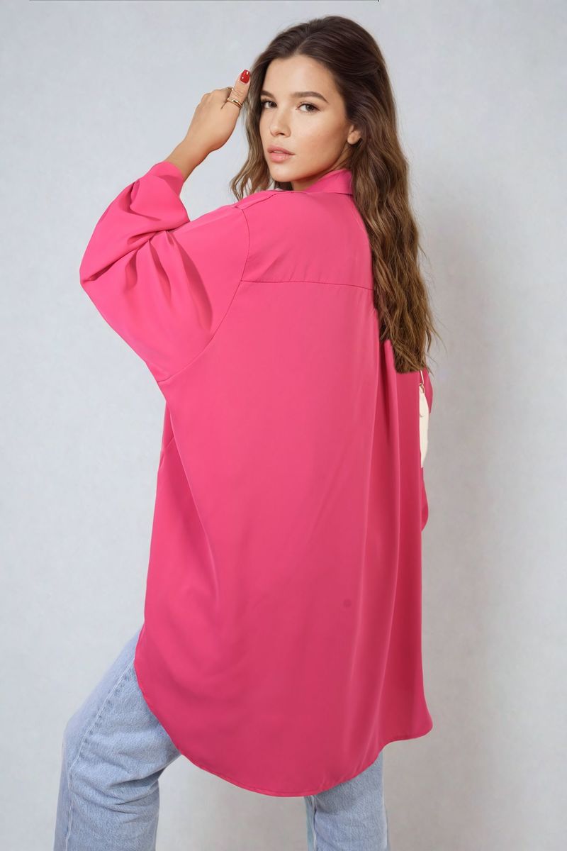 Oversized Collared Button Down Top Moda