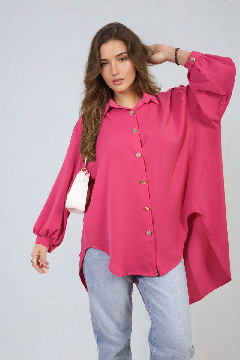 Oversized Collared Button Down Top Moda