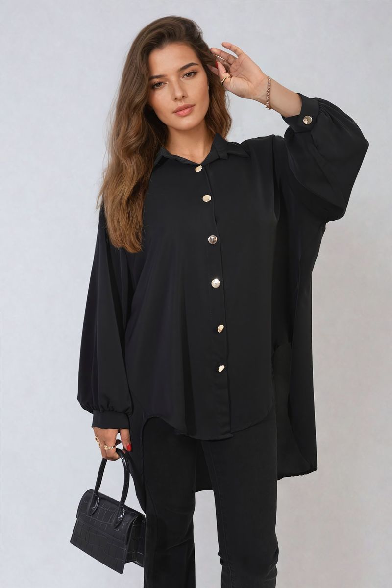 Oversized Collared Button Down Top Moda