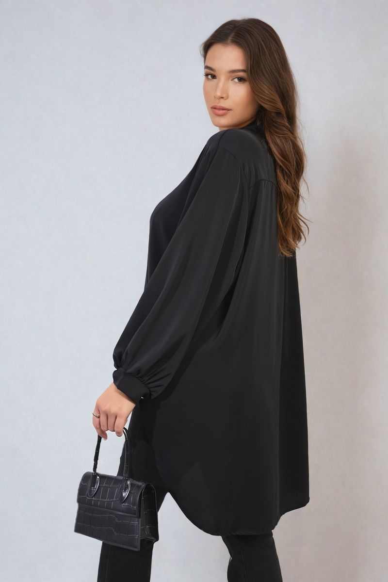 Oversized Collared Button Down Top Moda