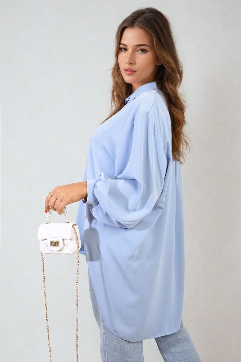 Oversized Collared Button Down Top Moda