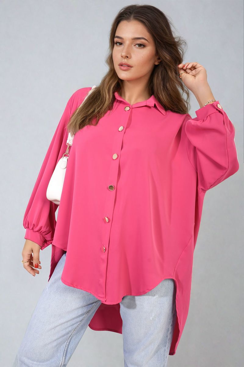 Oversized Collared Button Down Top Moda