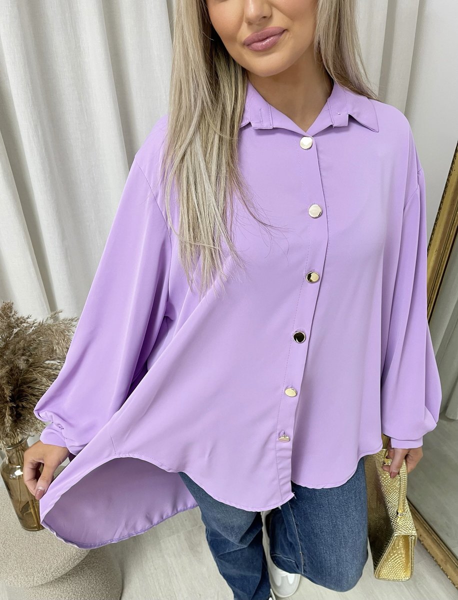 Oversized Collared Button Down Top Moda