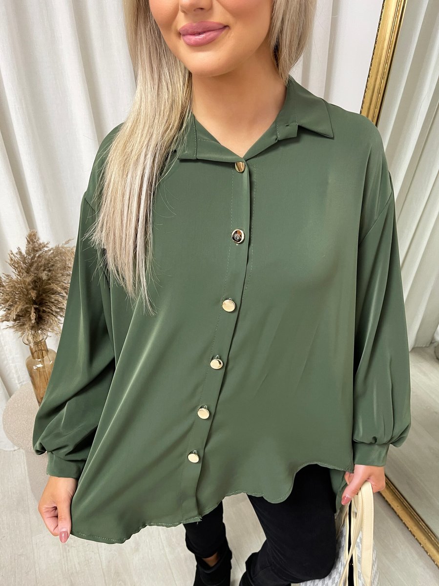 Oversized Collared Button Down Top Moda