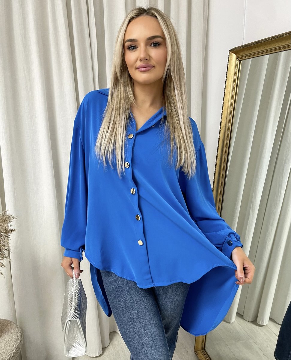 Oversized Collared Button Down Top Moda