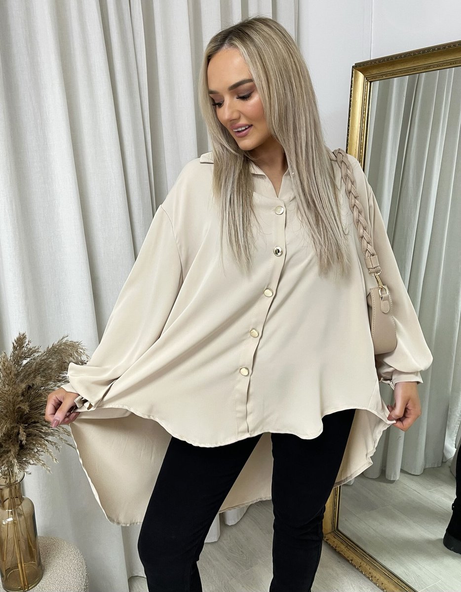 Oversized Collared Button Down Top Moda