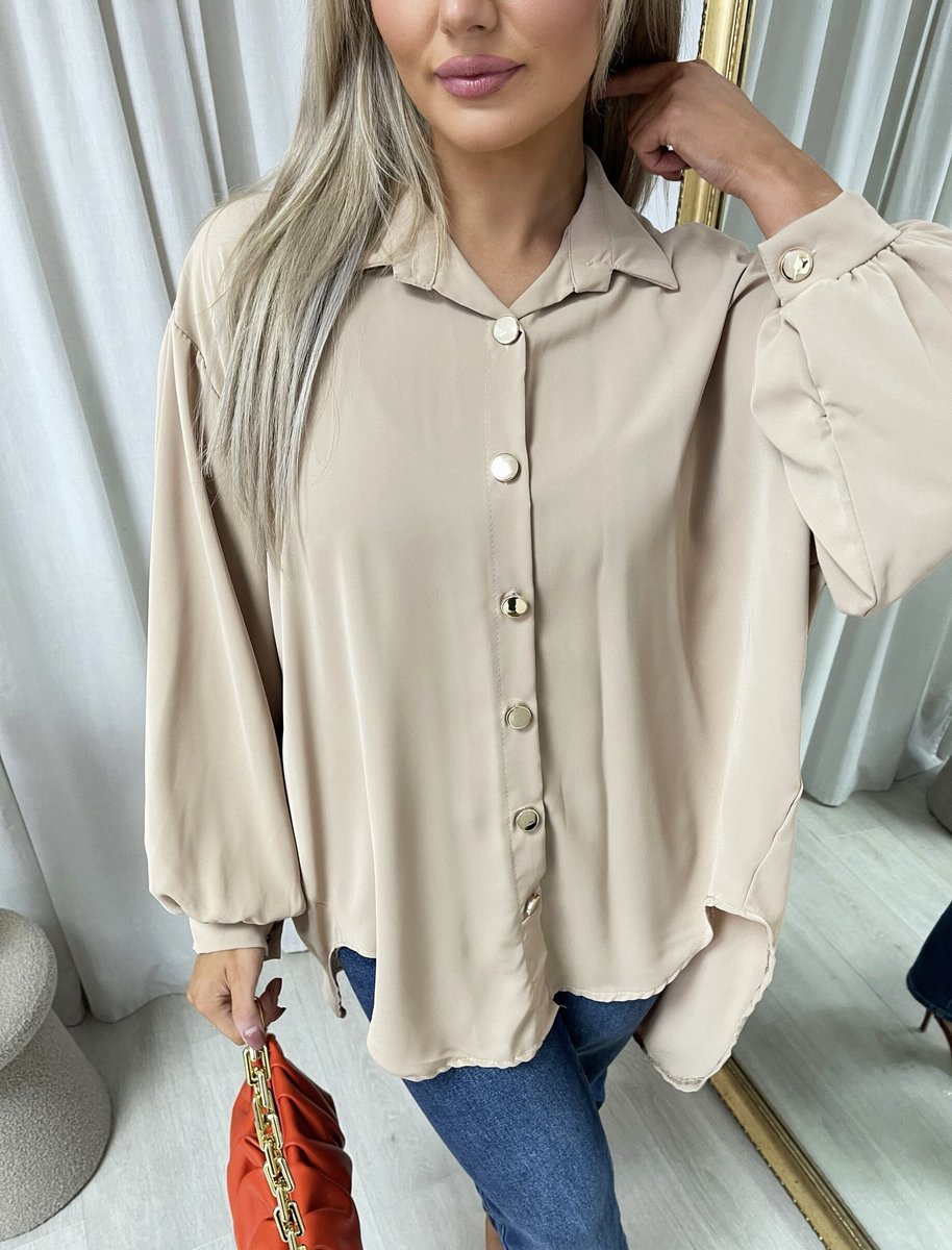 Oversized Collared Button Down Top Moda