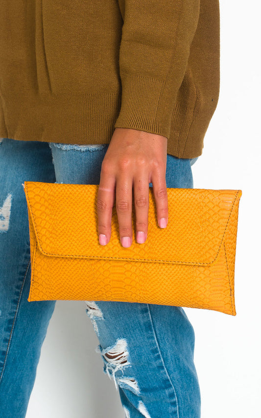 Faux Leather Envelope Clutch Bag Moda