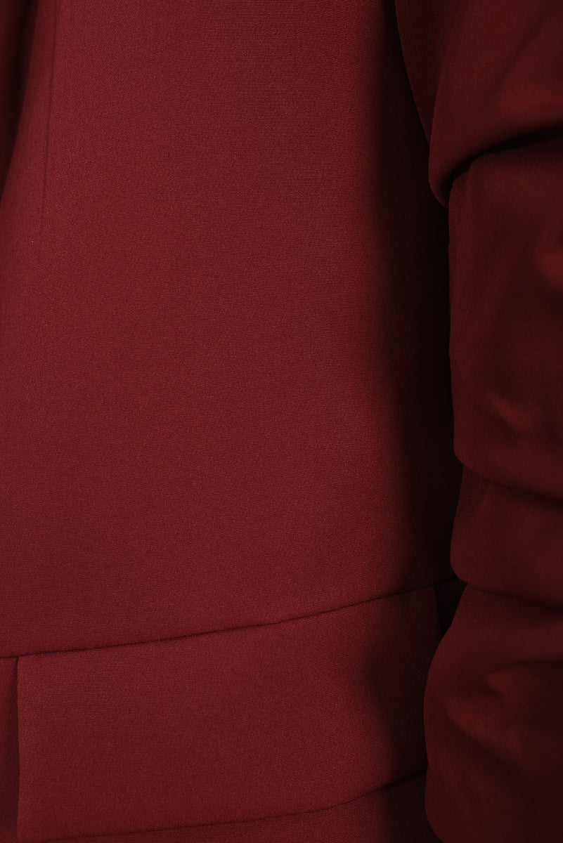 Ruched Sleeve Open Front Blazer Jacket with Front Pockets Moda