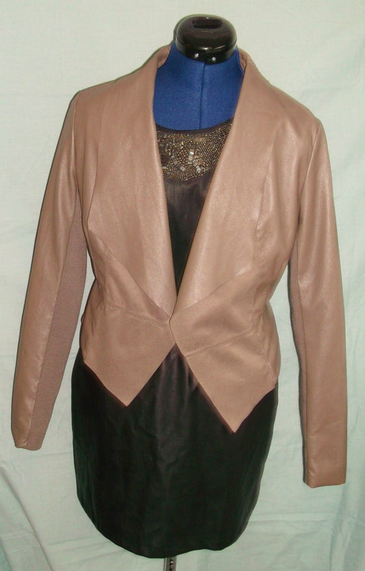 funky stylish, FAWN soft LEATHER jacket "SEDUCE" size 12 -cropped/diagonal cut. Etsy