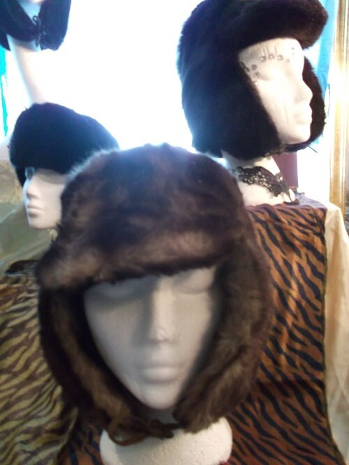 Unisex true Vintage mottled brown Ushanka/Cossack/Trapper hats-thick faux fur. SIZE 58"available Etsy